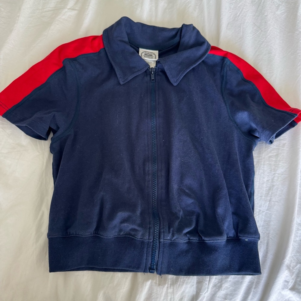 Vintage Speedo Navy and Red Women's Top